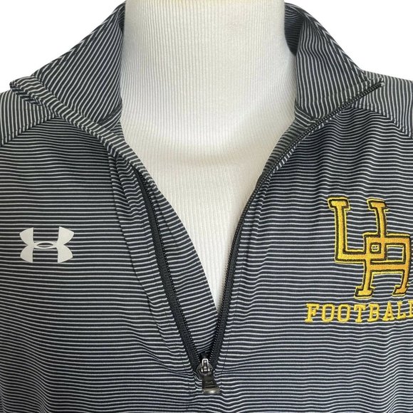 Under Armour Football Mens Pull Over Shirt XL Blue striped 1/4 zip LS loose fit - Picture 5 of 10